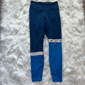 Nike blue color block full length leggings